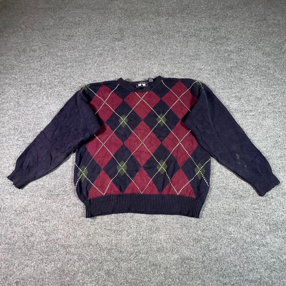 Woods & Gray Sweater Women's XL Black Cotton Argyle-Knit Holiday Academia Winter